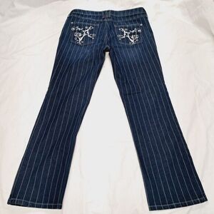 Vtg Y2k Candies Dark Pinstripe Low Rise Straight Boot Cut Jeans 9